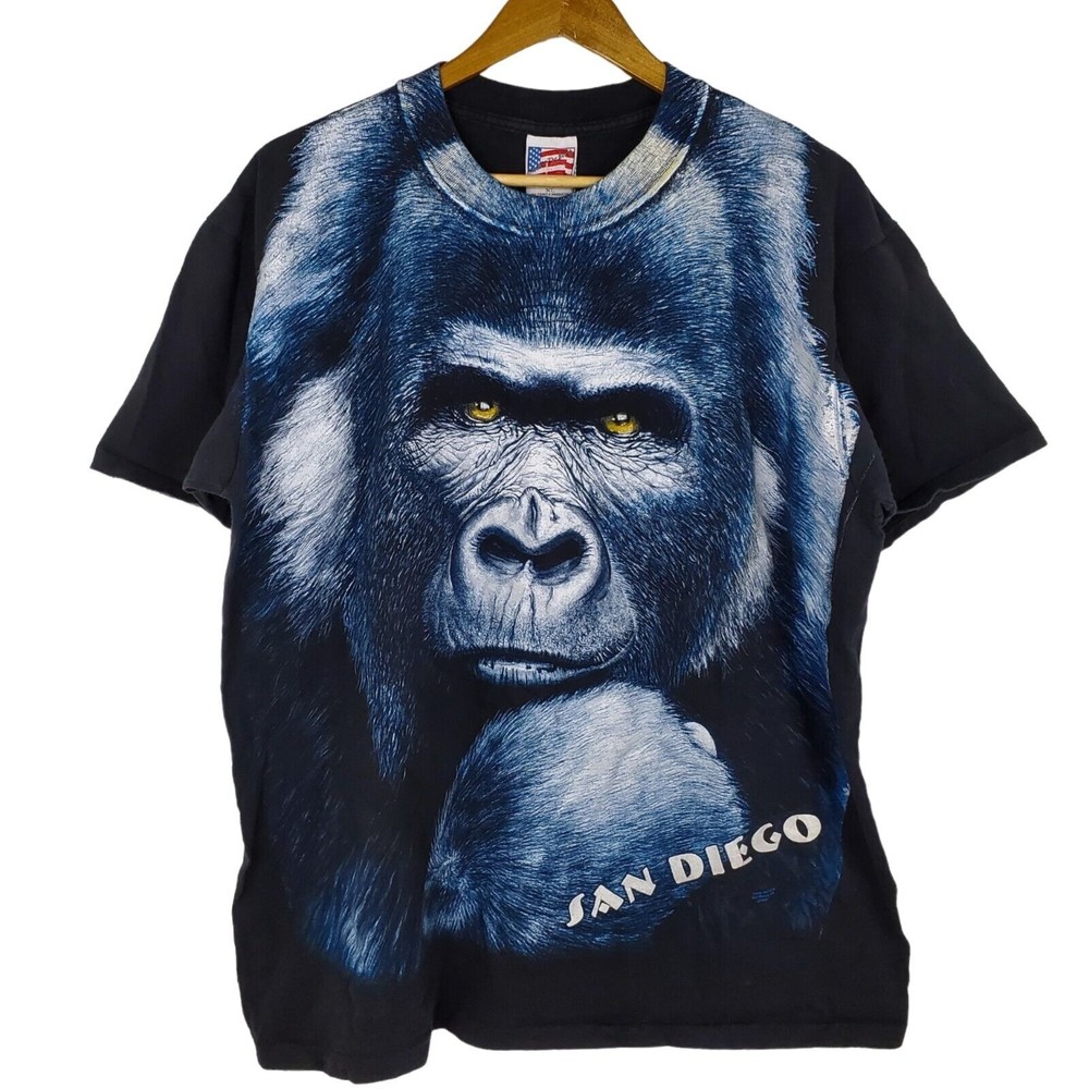 Vtg 90s Trinity Products San Diego Mega Gorilla Single Stitch Black Shirt XL